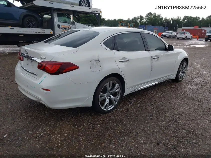 2019 Infiniti Q70L 3.7X Luxe VIN: JN1BY1PR3KM725652 Lot: 42547642