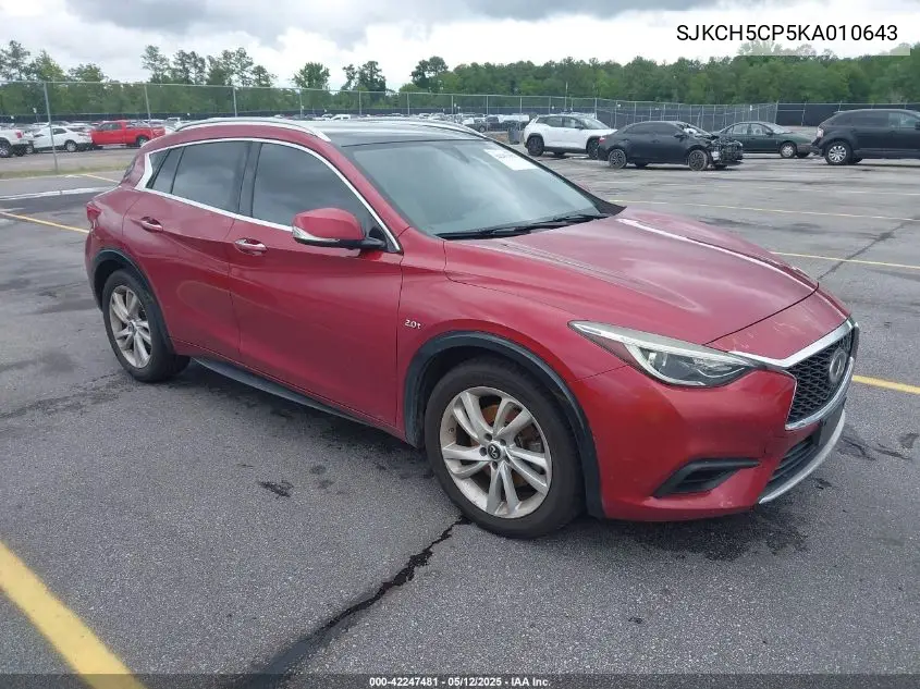 2019 Infiniti Qx30 Luxe VIN: SJKCH5CP5KA010643 Lot: 42247481