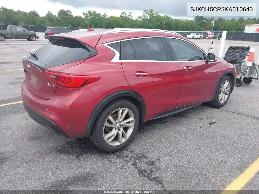 2019 Infiniti Qx30 Luxe VIN: SJKCH5CP5KA010643 Lot: 42247481