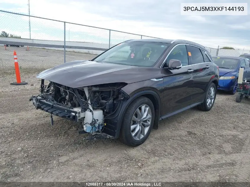 2019 Infiniti Qx50 VIN: 3PCAJ5M3XKF144193 Lot: 12088317
