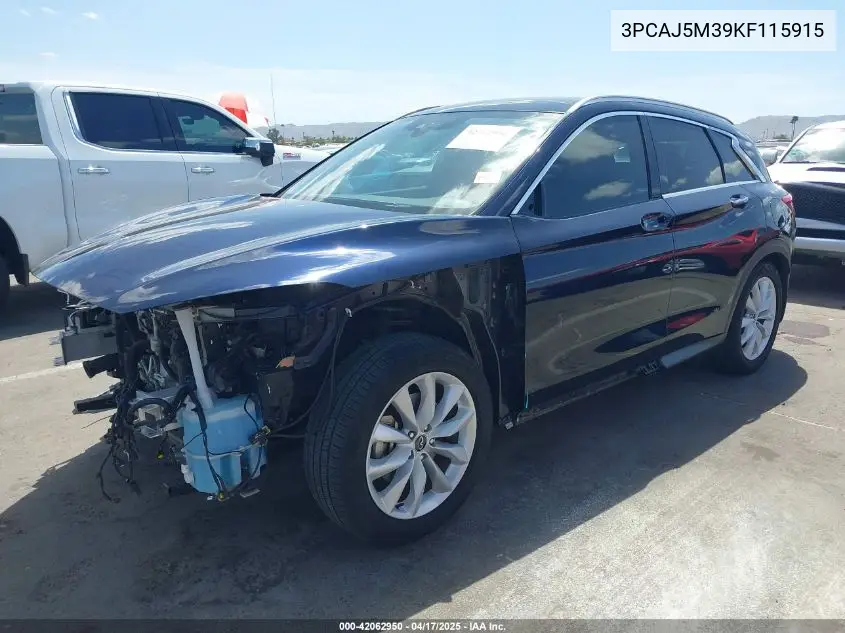2019 Infiniti Qx50 Essential VIN: 3PCAJ5M39KF115915 Lot: 42062950