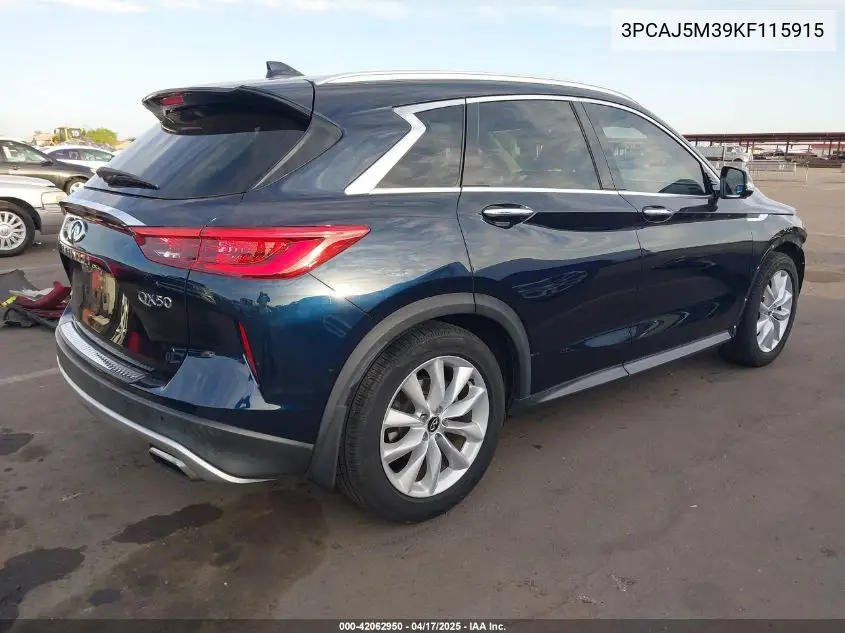 2019 Infiniti Qx50 Essential VIN: 3PCAJ5M39KF115915 Lot: 42062950