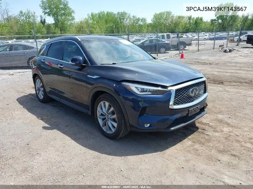 2019 Infiniti Qx50 Essential/Luxe/Pure VIN: 3PCAJ5M39KF143567 Lot: 42220857