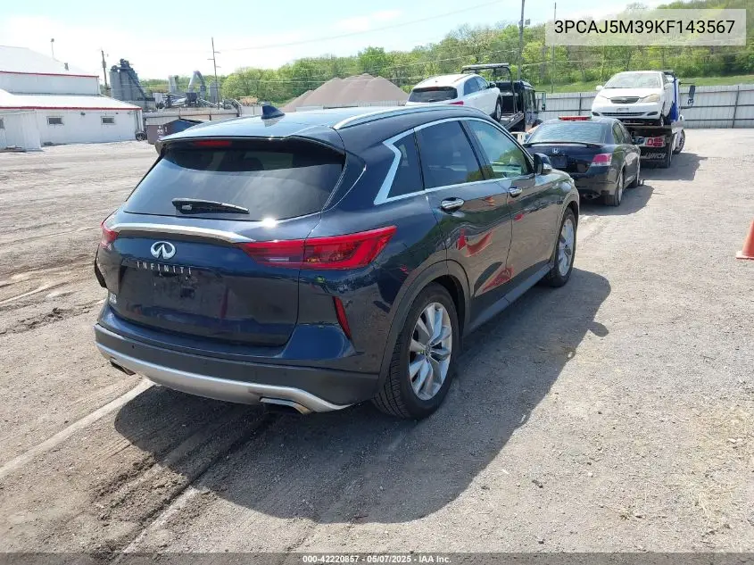 2019 Infiniti Qx50 Essential/Luxe/Pure VIN: 3PCAJ5M39KF143567 Lot: 42220857
