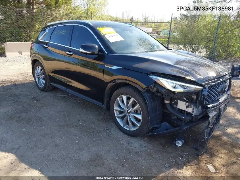 2019 Infiniti Qx50 Essential VIN: 3PCAJ5M35KF138981 Lot: 42224919