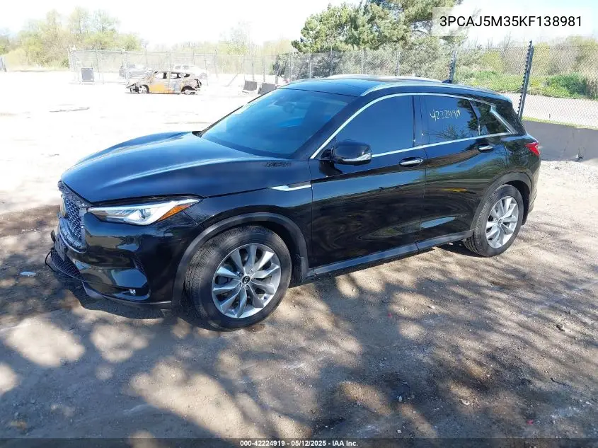 2019 Infiniti Qx50 Essential VIN: 3PCAJ5M35KF138981 Lot: 42224919