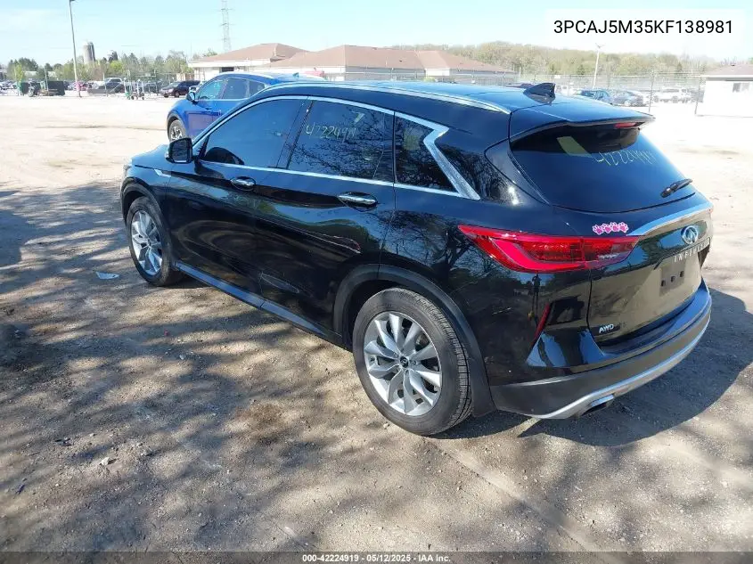 2019 Infiniti Qx50 Essential VIN: 3PCAJ5M35KF138981 Lot: 42224919