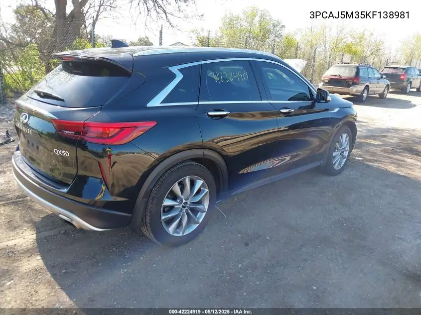 2019 Infiniti Qx50 Essential VIN: 3PCAJ5M35KF138981 Lot: 42224919