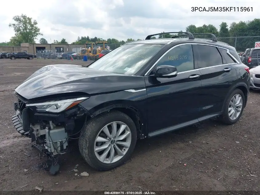 2019 Infiniti Qx50 Essential VIN: 3PCAJ5M35KF115961 Lot: 42590175