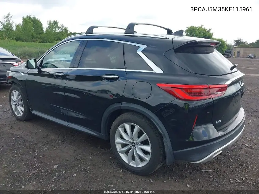 2019 Infiniti Qx50 Essential VIN: 3PCAJ5M35KF115961 Lot: 42590175