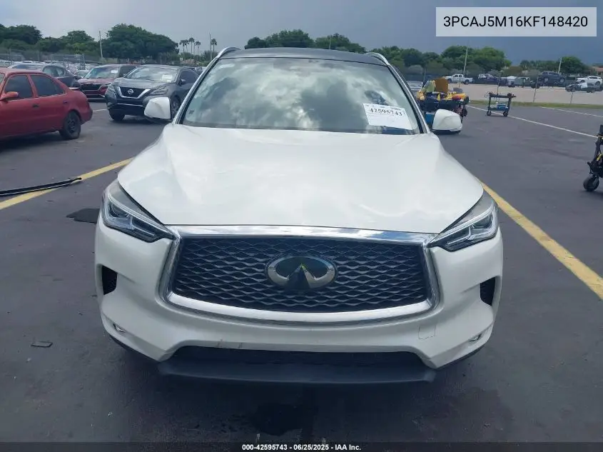 2019 Infiniti Qx50 Luxe VIN: 3PCAJ5M16KF148420 Lot: 42595743