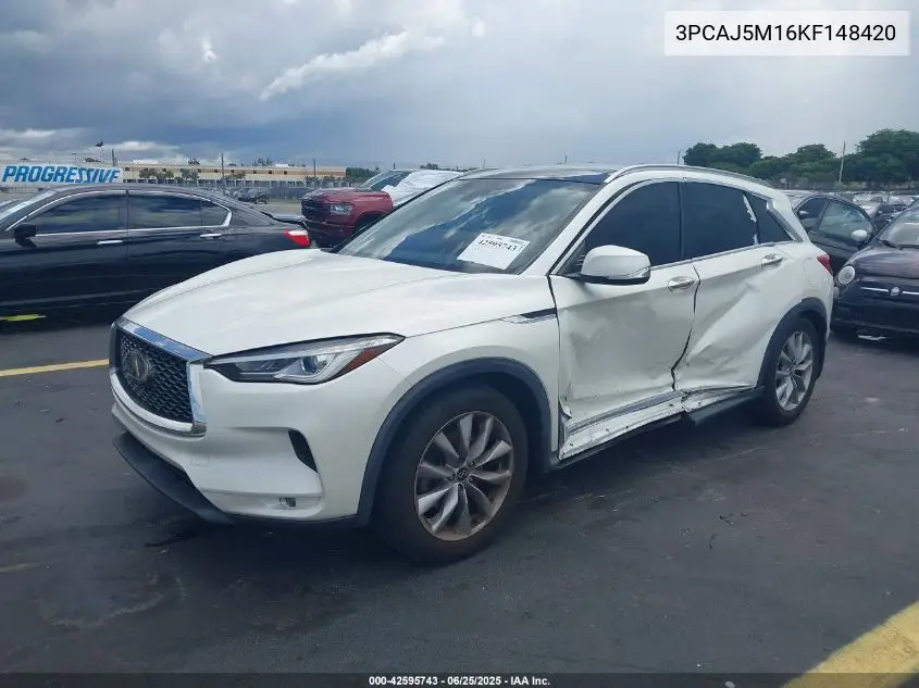 2019 Infiniti Qx50 Luxe VIN: 3PCAJ5M16KF148420 Lot: 42595743