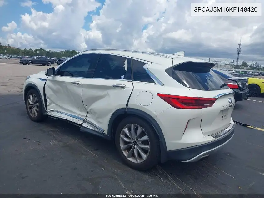 2019 Infiniti Qx50 Luxe VIN: 3PCAJ5M16KF148420 Lot: 42595743