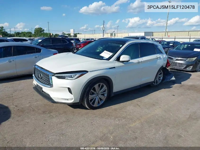 2020 Infiniti Qx50 Sensory VIN: 3PCAJ5M15LF120478 Lot: 42212236