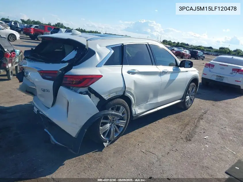 2020 Infiniti Qx50 Sensory VIN: 3PCAJ5M15LF120478 Lot: 42212236
