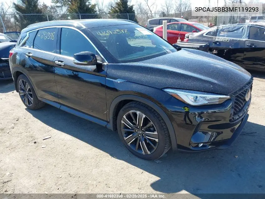 2021 Infiniti Qx50 Luxe Awd VIN: 3PCAJ5BB3MF119293 Lot: 41692398
