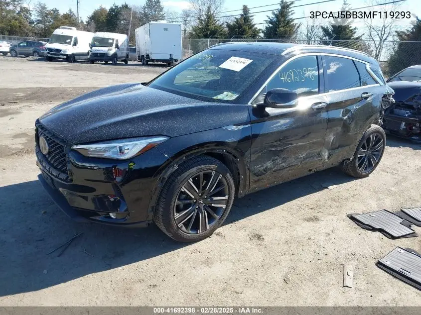 2021 Infiniti Qx50 Luxe Awd VIN: 3PCAJ5BB3MF119293 Lot: 41692398