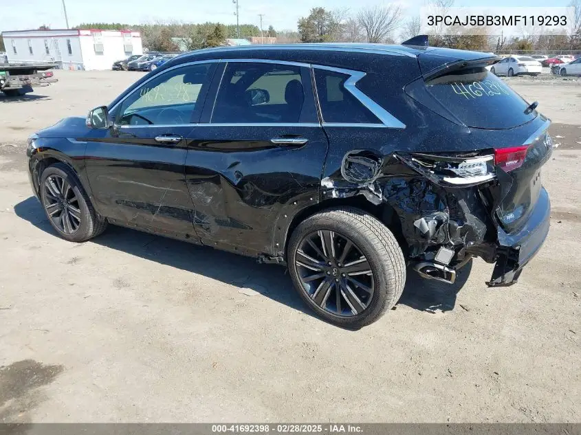 2021 Infiniti Qx50 Luxe Awd VIN: 3PCAJ5BB3MF119293 Lot: 41692398