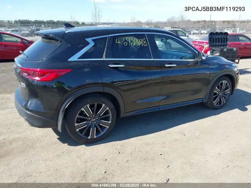 2021 Infiniti Qx50 Luxe Awd VIN: 3PCAJ5BB3MF119293 Lot: 41692398