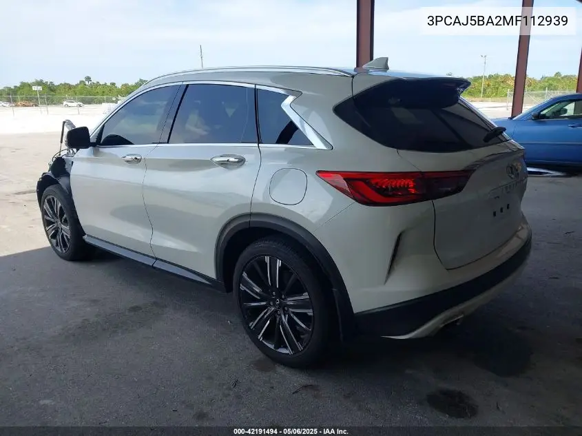 2021 Infiniti Qx50 Luxe VIN: 3PCAJ5BA2MF112939 Lot: 42191494