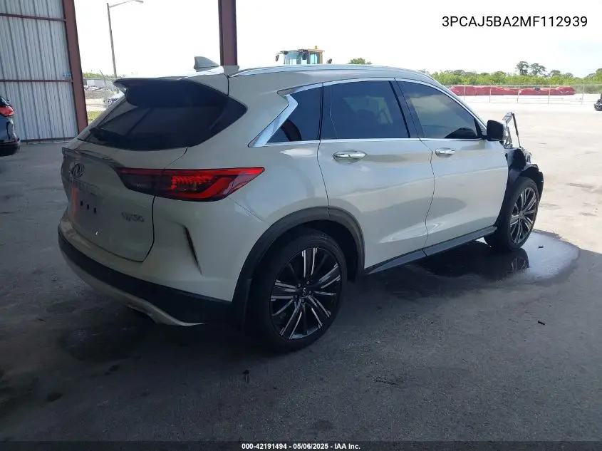 2021 Infiniti Qx50 Luxe VIN: 3PCAJ5BA2MF112939 Lot: 42191494