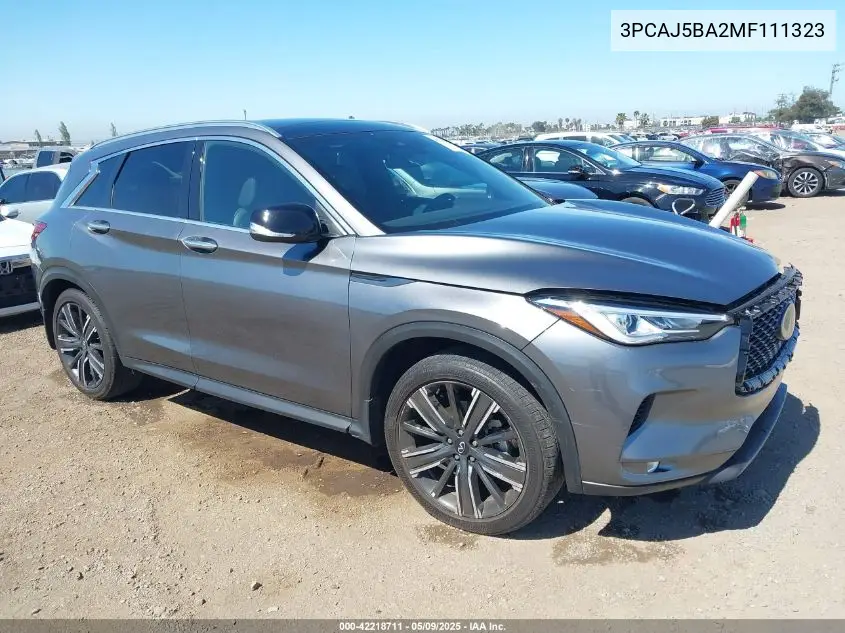 2021 Infiniti Qx50 Luxe VIN: 3PCAJ5BA2MF111323 Lot: 42218711