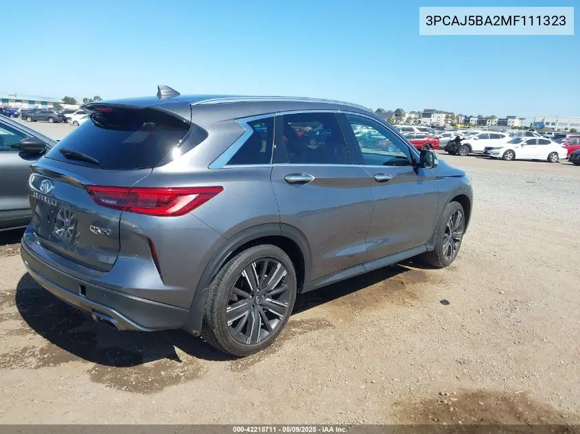 2021 Infiniti Qx50 Luxe VIN: 3PCAJ5BA2MF111323 Lot: 42218711