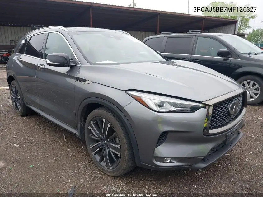 2021 Infiniti Qx50 Luxe Awd VIN: 3PCAJ5BB7MF126327 Lot: 42220680