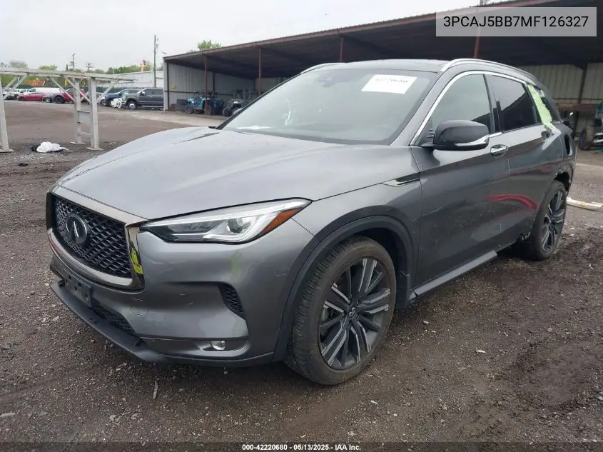 2021 Infiniti Qx50 Luxe Awd VIN: 3PCAJ5BB7MF126327 Lot: 42220680