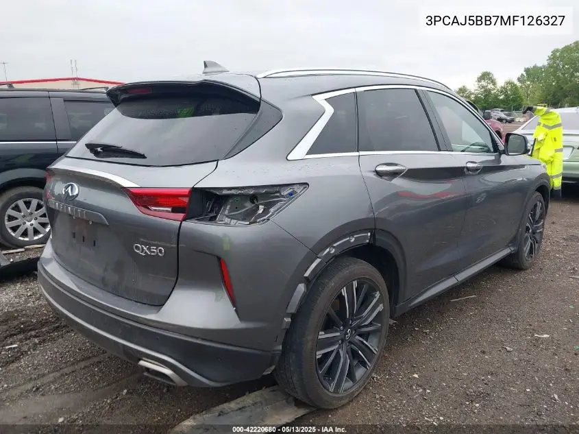 2021 Infiniti Qx50 Luxe Awd VIN: 3PCAJ5BB7MF126327 Lot: 42220680