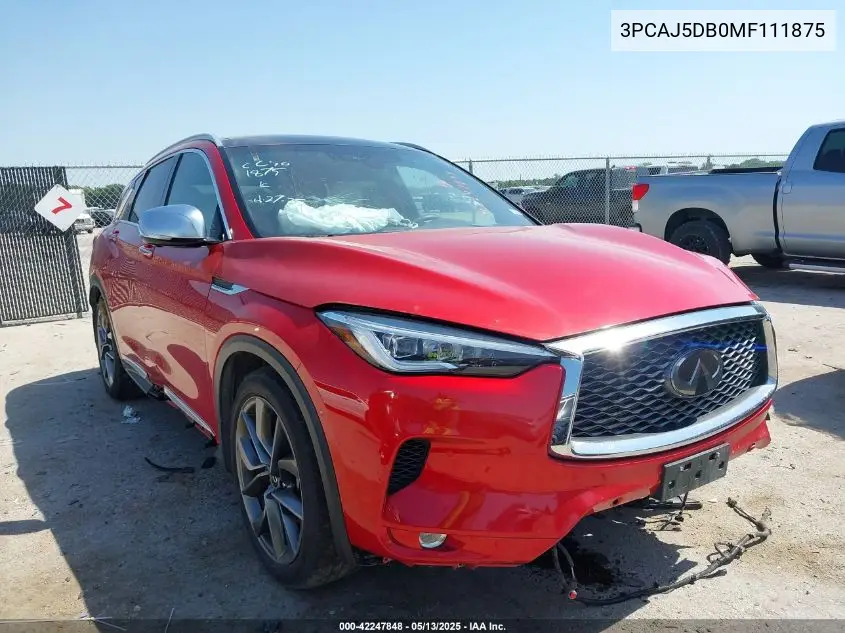 2021 Infiniti Qx50 Autograph Awd VIN: 3PCAJ5DB0MF111875 Lot: 42247848