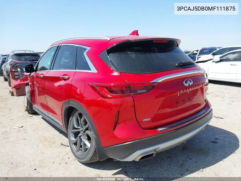2021 Infiniti Qx50 Autograph Awd VIN: 3PCAJ5DB0MF111875 Lot: 42247848
