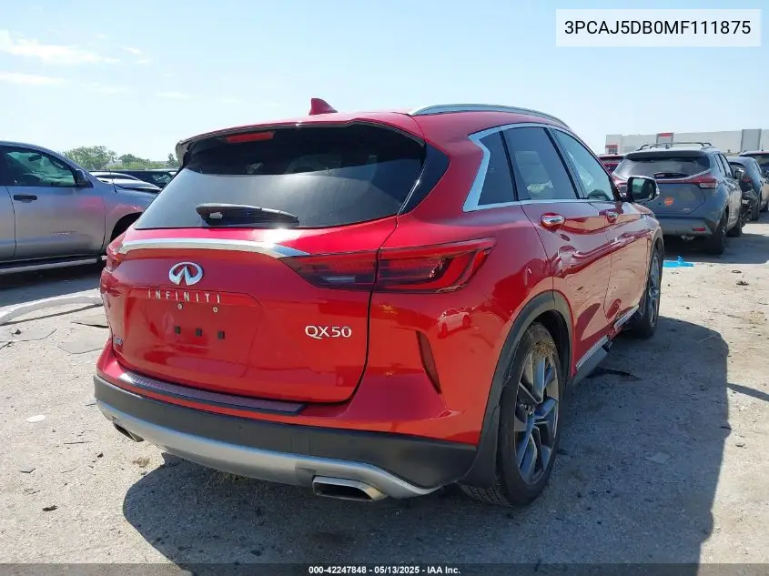 2021 Infiniti Qx50 Autograph Awd VIN: 3PCAJ5DB0MF111875 Lot: 42247848