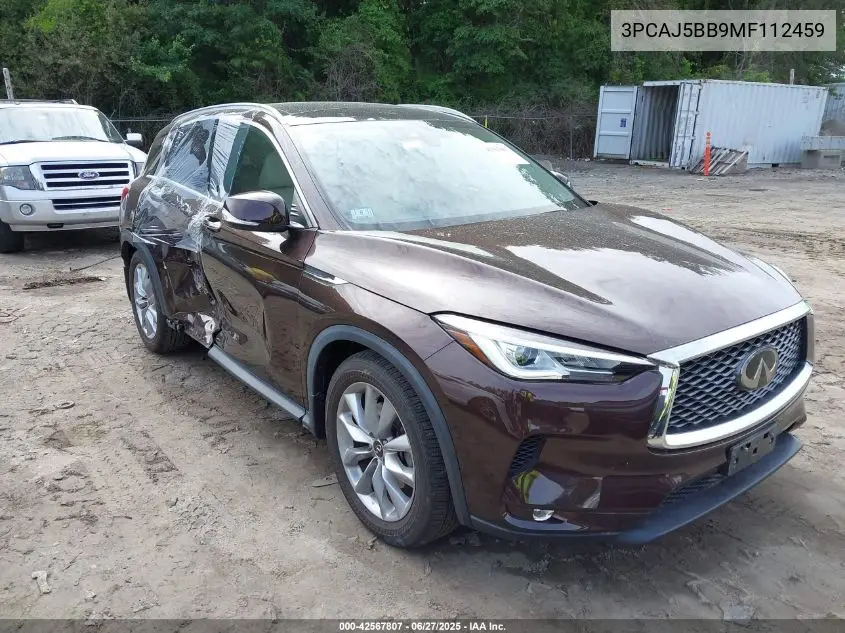 2021 Infiniti Qx50 Luxe Awd VIN: 3PCAJ5BB9MF112459 Lot: 42567807