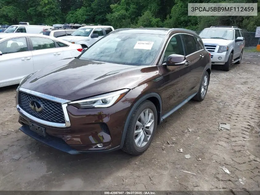 2021 Infiniti Qx50 Luxe Awd VIN: 3PCAJ5BB9MF112459 Lot: 42567807