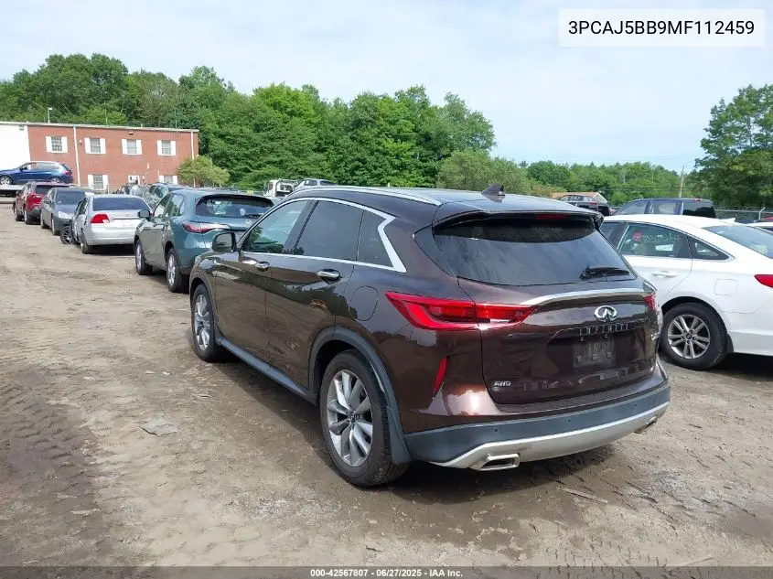 2021 Infiniti Qx50 Luxe Awd VIN: 3PCAJ5BB9MF112459 Lot: 42567807