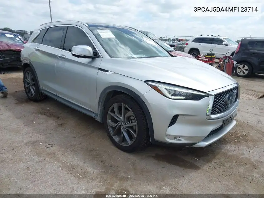 2021 Infiniti Qx50 Autograph VIN: 3PCAJ5DA4MF123714 Lot: 42569930