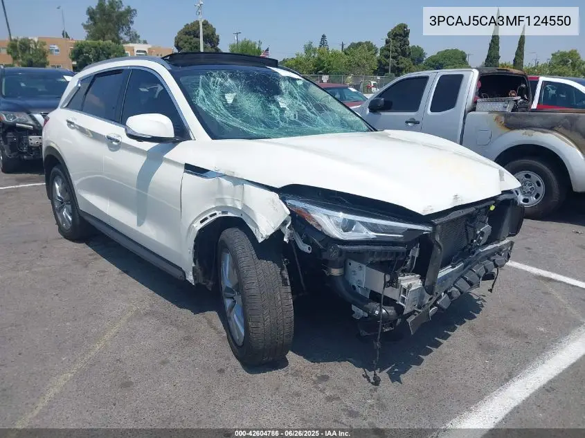 2021 Infiniti Qx50 Essential VIN: 3PCAJ5CA3MF124550 Lot: 42604786