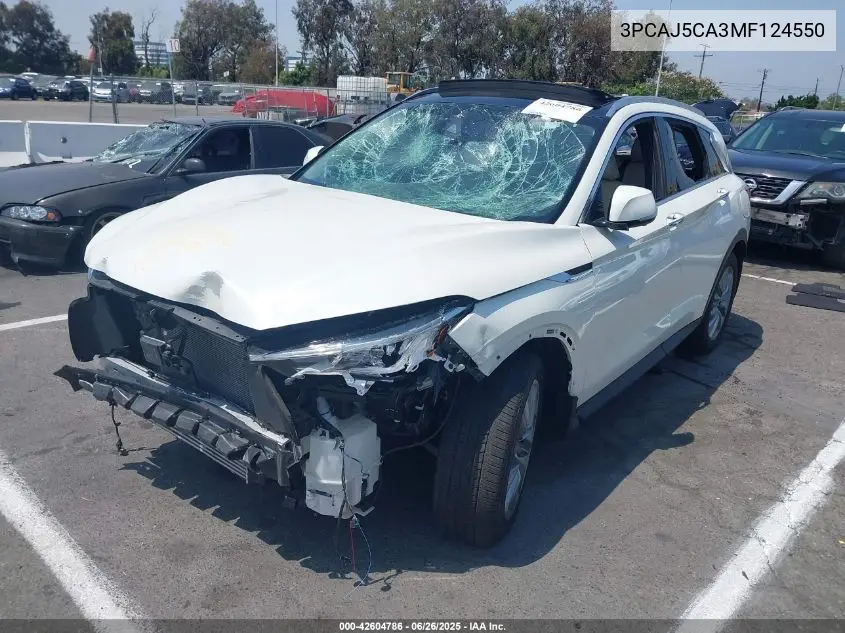 2021 Infiniti Qx50 Essential VIN: 3PCAJ5CA3MF124550 Lot: 42604786