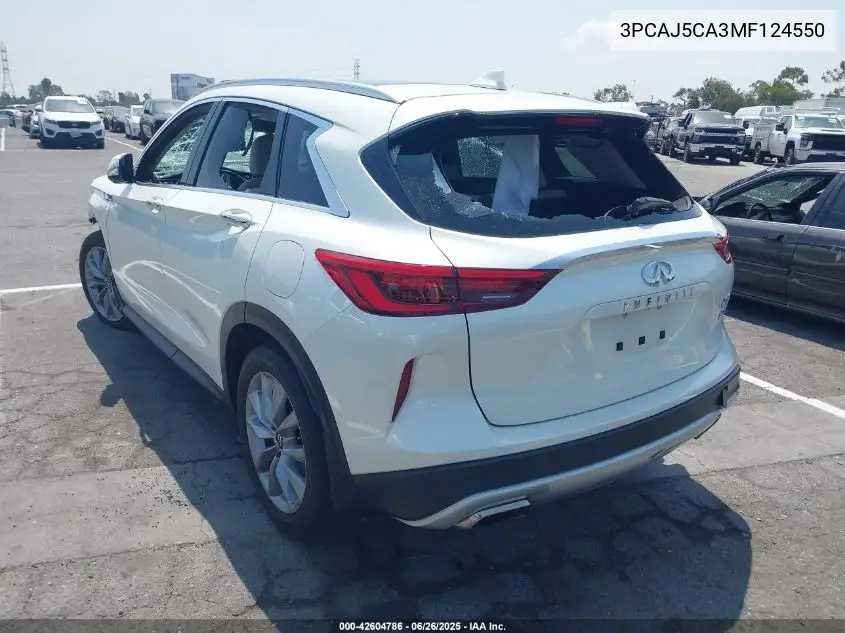2021 Infiniti Qx50 Essential VIN: 3PCAJ5CA3MF124550 Lot: 42604786