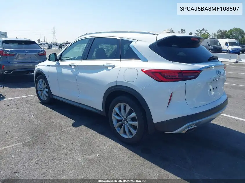 2021 Infiniti Qx50 Luxe VIN: 3PCAJ5BA8MF108507 Lot: 42625826