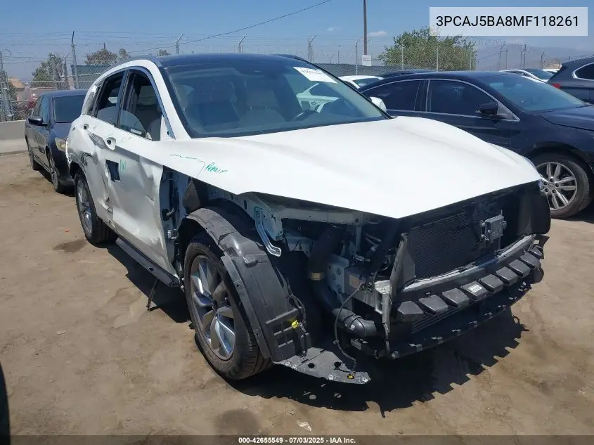 2021 Infiniti Qx50 Luxe VIN: 3PCAJ5BA8MF118261 Lot: 42655549