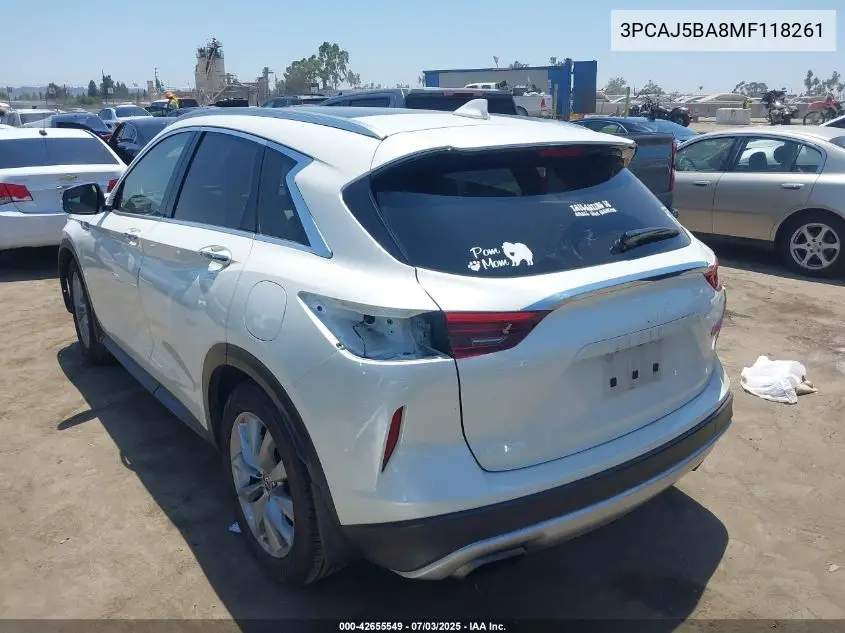 2021 Infiniti Qx50 Luxe VIN: 3PCAJ5BA8MF118261 Lot: 42655549