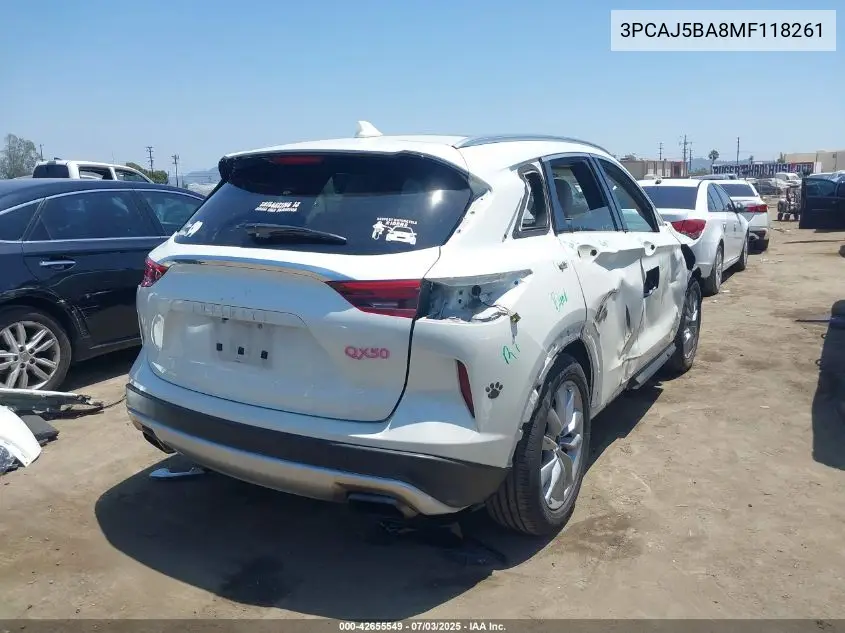 2021 Infiniti Qx50 Luxe VIN: 3PCAJ5BA8MF118261 Lot: 42655549