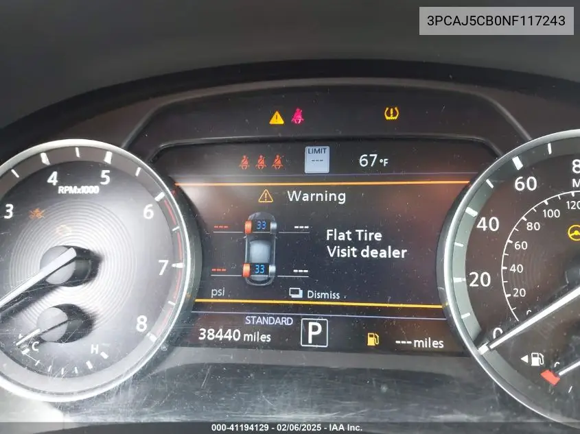 2022 Infiniti Qx50 Essential Awd VIN: 3PCAJ5CB0NF117243 Lot: 41194129