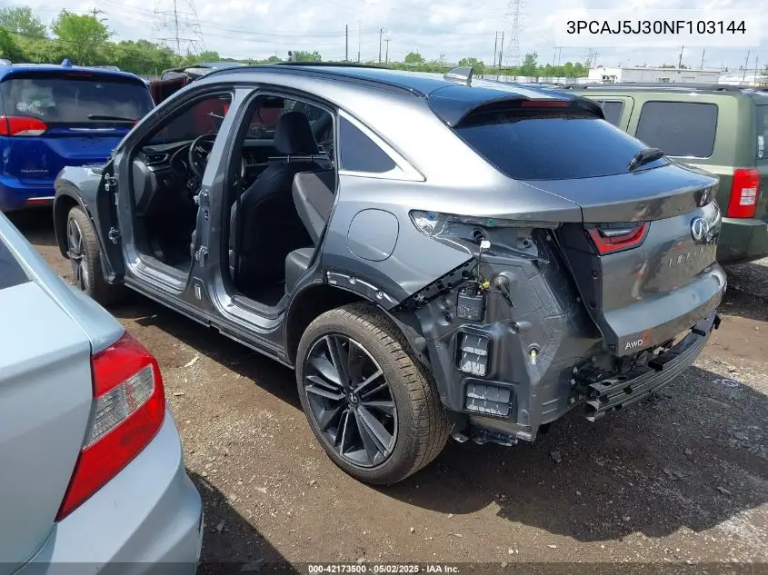 2022 Infiniti Qx55 Luxe Awd VIN: 3PCAJ5J30NF103144 Lot: 42173500