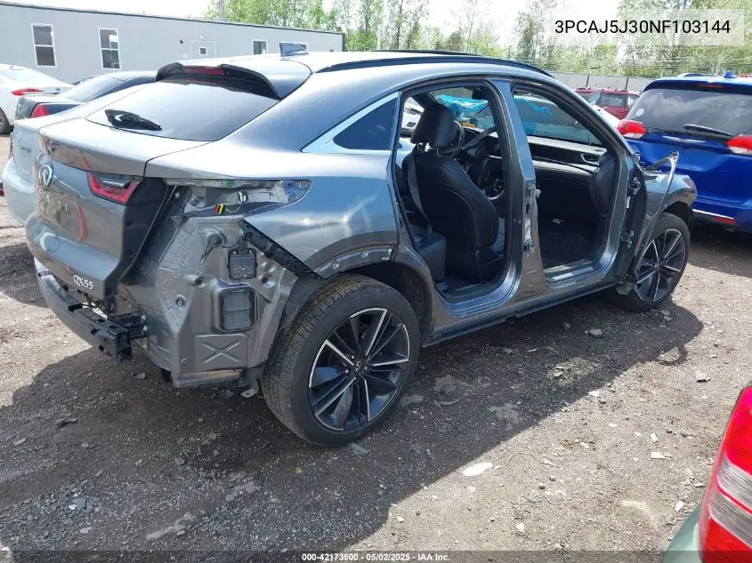 2022 Infiniti Qx55 Luxe Awd VIN: 3PCAJ5J30NF103144 Lot: 42173500