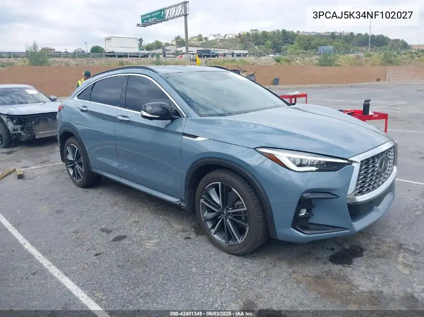 2022 Infiniti Qx55 Essential Awd VIN: 3PCAJ5K34NF102027 Lot: 42401349