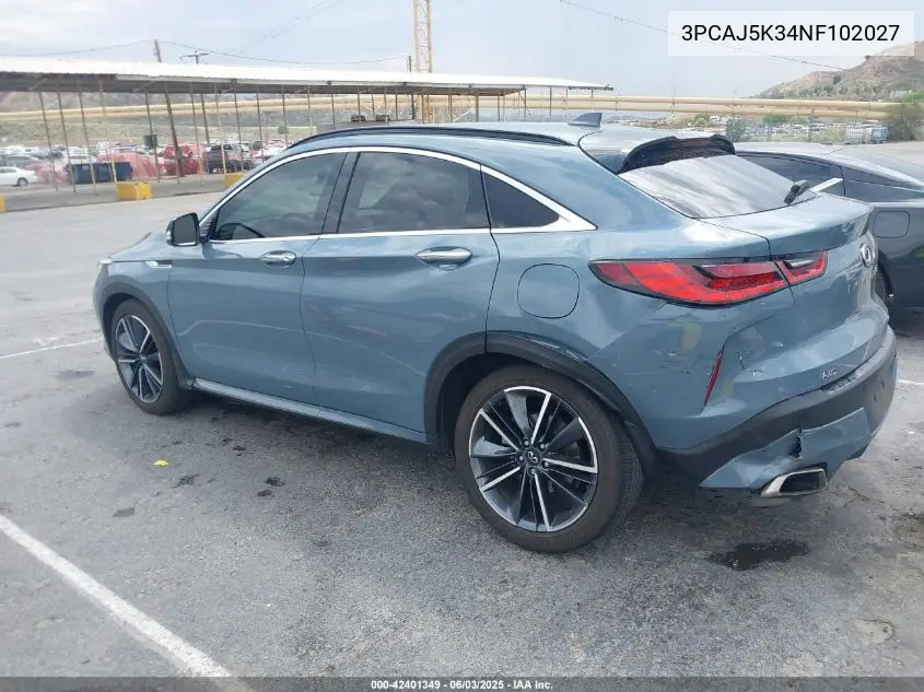 2022 Infiniti Qx55 Essential Awd VIN: 3PCAJ5K34NF102027 Lot: 42401349