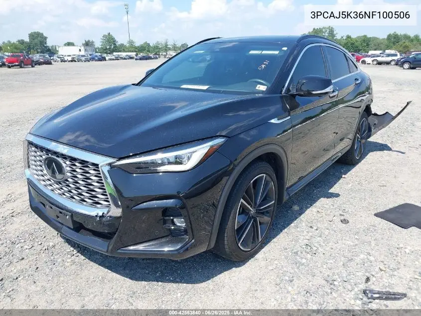 2022 Infiniti Qx55 Essential Awd VIN: 3PCAJ5K36NF100506 Lot: 42563840